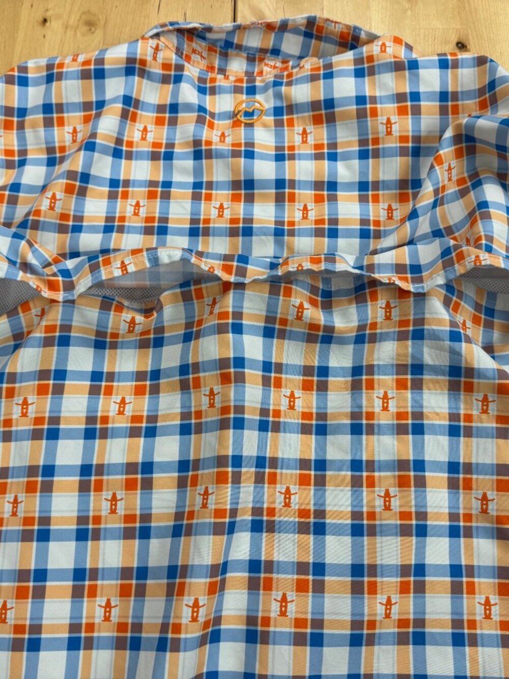 Magellan Outdoors Vented Fishing Shirt Houston Rodeo Orange Blue Plaid XL - Picture 5 of 15